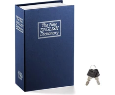 Knygos seifas su raktų užraktu - Parrency Dictionary Diversion metalinis paslėptas seifas, 9 1/2" x 6" x 1 1/3", mėlynas vidutinis