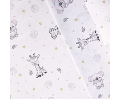 Koala patalynės komplektas lovytei, baltas/rožinis, 100% medvilnė, 3 dalių patalynės komplektas kūdikio lopšiui
