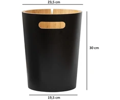Koby bambukinė šiukšliadėžė 8.5l su maišelio laikikliu, juoda