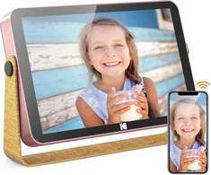 Objektyvas Kodak Skaitmeninis nuotraukų rėmelis, 10 colių Wifi skaitmeninis nuotraukų rėmelis su baterija, 1280 x 800 Ips Hd jutiklinis ekranas, 16 Gb atmintis, išmanusis elektroninis nuotraukų rėmelis, dalinkitės nuotraukomis ir vaizdo įrašais su šeima ir draugais