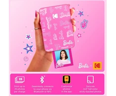 Kodak x Barbie Step Slim belaidis momentinis nuotraukų spausdintuvas dovanų rinkinys (signature Style) + fotoaparato krepšys, nuotraukų albumas, lipdukai ir pakabinamas rėmelis, 50 lipdukų + Zinc popierius (20 lapų)