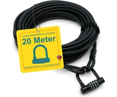Kohlburg cable lock combination lock [20 m long] - 20 m plieno trosas padengtas velcro tvirtinimo elementais ir skaičių užraktu - keliems dviračiams, valtims, sodo baldams - plieno trosas dviračio užraktas ilgas 20 m