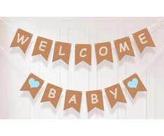 Koliphy girlianda "welcome Baby", dekoracija "welcome Baby", reklaminis skydelis "welcome Baby" kūdikio sutiktuvių vakarėliui, namų priėmimui, kūdikio sutiktuvių vakarėliui, vaiko gimtadienio dekoracija berniukui (mėlyna)