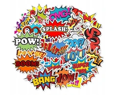 Komicsų rinkinys vandeniui atsparūs lipdukai sticker bomb 50vnt