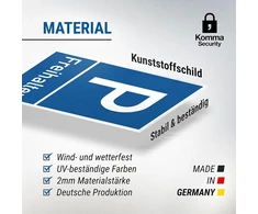 Komma Security Parkavimo aikštelės ženklas „prašome neužstatyti“ 20 x 30 cm, privatus parkavimas, privatus sklypas, parkavimo ženklas rezervuotas – nemokamas parkavimas, išnuomotas parkavimas, draudimas statyti automobilius netinkamoje vietoje