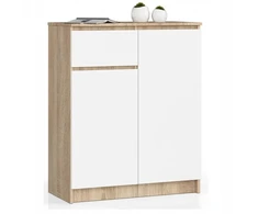 Komoda Akord K80 2d 1sz, 80 cm, sonoma/balta, 1 stalčius, 2 durys