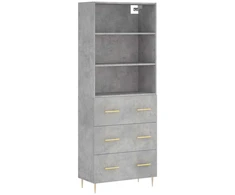 Komoda, betono pilkos spalvos, 69,5x34x180cm, apdirbta mediena
