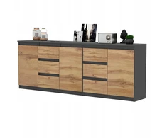 Komoda Blly, 75x200x35 cm, pilka/ruda