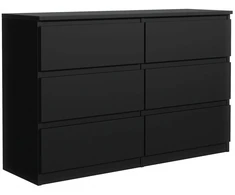 Komoda su 6 stalčiais, 140 cm, juoda, moderni