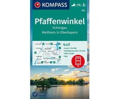 Kompass žygio žemėlapis 179 Pfaffenwinkel, Schongau, Weilheim i. Ob 1:50.000: 4in1 žygio žemėlapis su aktyviu gidu ir detalūs žemėlapiai, įskaitant žemėlapį, skirtą... Kompass programėlėje. Važiavimas dviračiu. Slidinėjimas.