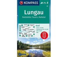 Kompass žygio žemėlapis 67 Lungau, Radstädter Tauern, Maltatal 1:40 000: 4in1 žygio žemėlapis, su aktyviu gidu ir detalūs žemėlapiai, įskaitant žemėlapį, skirtą naudoti neprisijungus... Kompass programėlėje. Važiavimas dviračiu. Slidinėjimo turai.