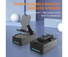 Kompiuterio kolonėlės Cyboris sulankstomas telefono stovas su garsiakalbiu, belaidis bluetooth garsiakalbis su telefono stovu ir neslystančiu pagrindu, led rgb apšvietimas, hd erdvinis garsas, suderinamas su telefonais, planšetiniais kompiuteriais