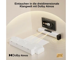 Kompiuterio kolonėlės Hiwill Soundbar su Dolby Atmos, 200w, Bluetooth 5.3, Hdmi Earc