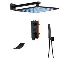 Komplekt dušo su Led ir vandens kriokliu, juodas matinis