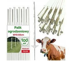 Komplektas 100 vnt. Kuoliukai 125cm tvorai, elektriniam piemeniui, stulpelis, lenkiški