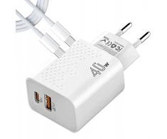 Komplektas | Greitas Usb Qc4.0 tinklo įkroviklis + Type C kabelis | Pd20w 3000ma