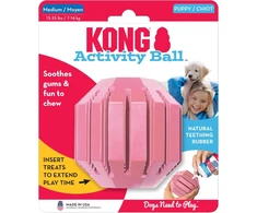 Kong Puppy Activity Ball - kramtomasis žaislas dygstantiems šuniukams - minkštas ir patvarus - natūrali guma - vidutiniams šuniukams