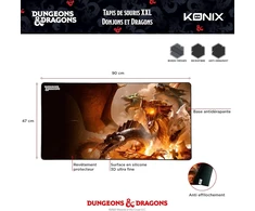 Konix Dungeons &amp; Dragons žaidimų pelės kilimėlis xxl 90 x 46 cm - neslystantis pagrindas - the rise of tiamat motyvas