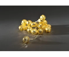 Konstsmide Led dekoratyvinė šviesos grandinė 20 mažų 3158–803 metalinių kamuoliukų/šiltai baltos spalvos diodai / 3xaa 1.5v baterijos/skaidrus kabelis/auksinė