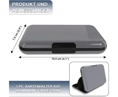 Kortelių dėklas vyrams ir moterims kreditinėms kortelėms, aliuminio rfid blokavimo apsauga nuo sukčiavimo, bekontaktis, didelės talpos kreditinių kortelių dėklas vyrams ir moterims, pilkas, kasdienis