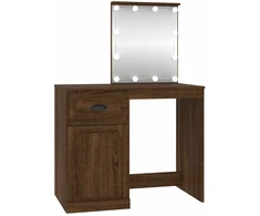 Kosmetinis staliukas su LED, rudas, 90x50x132,5cm, mediena