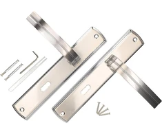 Kotarbau® Durų Rankenų Komplektas 72 mm Bb Ilga Plokštelė Nikelio-chromo Universalus Modernus