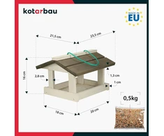 Kotarbau® inkilas pakabinamas lesyklėlė laukiniams paukščiams lesyklėlė paukščiams balkono lesyklėlė medinė lesyklėlė namelis + 0.5kg maisto nemokamai