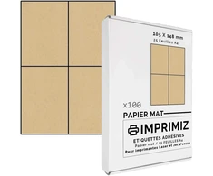 Kraft lipnios etiketės 105 x 148.5 mm, 4 etiketės/lapai, skirtos lazeriniams ir rašaliniams spausdintuvams, 25 lapai, A4
