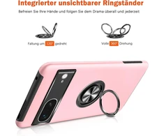 Kraftcare dėklas, skirtas google pixel 7, mobiliojo telefono dėklas su įterptu 360° žiedu, magnetinis apsauginis tpu smūgiams atsparus dėklas, skirtas google pixel 7, rožinis