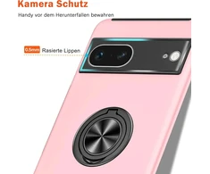 Kraftcare dėklas, skirtas google pixel 7, mobiliojo telefono dėklas su įterptu 360° žiedu, magnetinis apsauginis tpu smūgiams atsparus dėklas, skirtas google pixel 7, rožinis