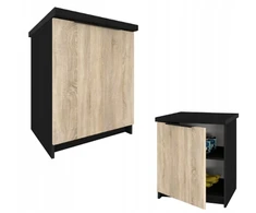 Krak Meble Apatinė virtuvės spintelė Kira 50cm su stalviršiu, juoda/sonoma, tylus uždarymas