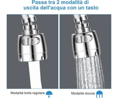 Krano aeratorius, krano aeratorius, 360° pasukamas, su abs filtru, krano priedas su dviem skirtingais vandens srauto keliais, su dviem adapteriais, tinkamas voniai, virtuvei