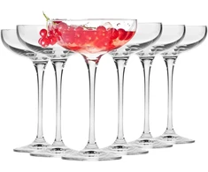 Krosno taurės šampanui, šampano taurės, 6 vnt. rinkinys, 240 ml, Harmony kolekcija, puikiai tinka namams, restoranams ir vakarėliams, prosecco taurė, galima plauti indaplovėje