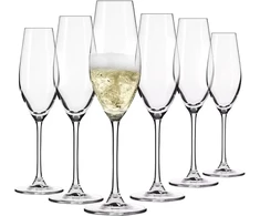 Krosno taurių rinkinys šampanui - 6 vnt. | 210 ml | Splendour kolekcija | Krištolinis stiklas, be švino | Elegantiškas dizainas su aukšta kojele | Putojančiam vynui, Prosecco ir šventėms