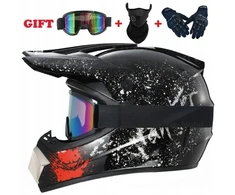 Kroso šalmas skirtas krosui motociklui enduro monster + pirštinės + akiniai komplektas