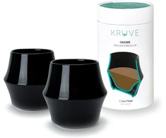 Kruve Cascade porcelianinis dvigubų sienelių espresso puodelis, 70 ml, sensorinis (2 vnt.) (juodas)