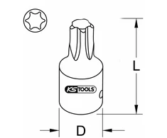 Ks Tools 911.0924 1/2 colio smūginis antgalis tx, trumpas, t50 4042146564820 spalva