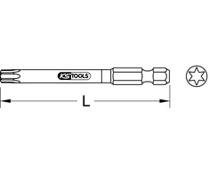 Ks Tools 918.3571 1/4 colio torsion power bit tx, 75 mm, t27, 5 vnt.
