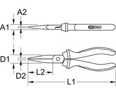 Ks Tools Ergotorque Vde replės plokščios, 165mm