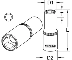 Ks tools plastikas 917.1337 1/2 classic šešiakampis galvutė, ilga, 26 mm