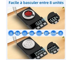 Kubei Usb įkraunamos 100g/0.001g tiksliosios svarstyklės miligramų kišeninės svarstyklės juvelyrinės svarstyklės virtuvinės svarstyklės miltelių svėrimui juvelyrinių dirbinių aukso maišelio kalibravimo svoris