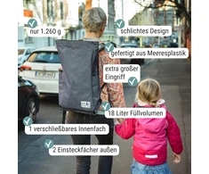 Kuprinė su nešykle nugaroje - lengviausia minkšta kraxe - vaiko nešyklė iki 25 kg - vaikiška nešyklė žygiams nuo 2 metų - nešyklės kuprinė (margai pilka)