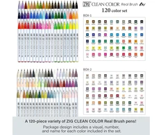 Kuretake Zig Clean Colour Real , 120 spalvų rinkinys