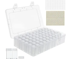 Kurtzy 60 nuimamų talpų skaidrus plastikinis dėžutė karoliukams - 10 ml - deimantų tapybos saugykla, papuošalai, smulkūs karoliukai, auskarai, blizgučiai ir siuvinėjimas