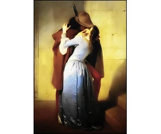 Plakatas Kustom Art paveikslas ant stalo arba sienos, Francesco Hayez paveikslo „alpių bučinys“ reprodukcija, sukurta 1859 m., spausdinta ant medžio, 30 x 21 cm