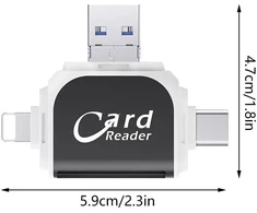 Atminties kortelė Kuwung 2 vnt. universalus 4-in-1 Sd Tf kortelių skaitytuvas su keliomis jungtimis, micro sd kortelių skaitytuvas, sd/micro sd atminties kortelių skaitytuvas, didelės spartos kortelių skaitytuvas, plug and play, suderinamas su android, ios ir kt., juodas