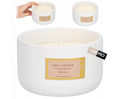 Kvapi žvakė 12 cm keramikos inde, dekoratyvinė žvakė cozy cotton kvapo, 310 g