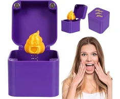 Kvgbnt dėžutė su viduriniu pirštu, dovana su viduriniu pirštu, 5 x 5 cm violetinė dovanų dėžutė su dangteliu, išdaiga su kaka, biuro ir namų dekorui, smagi išdaigos dovana (violetinis kvadratas)