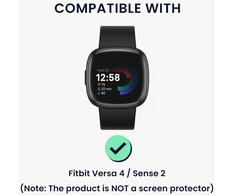 Kwmobile 2 x Plastikinis dėklas, suderinamas su Fitbit Versa 4 / Sense 2 apsauginiu rėmeliu - blizgučių apsaugos priedai, juodas / sidabrinis