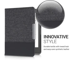 Kwmobile dėklas, suderinamas su Kobo Aura Edition 1 - drobės Ereader apsauginis dėklas - antracito juodas